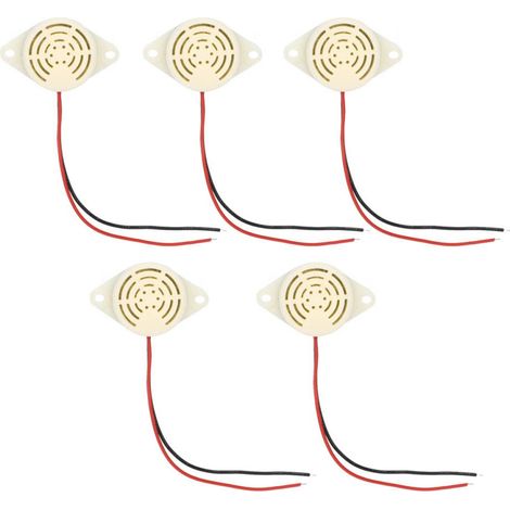 Confezione da 5 buzzer attivi, 95 dB, 3-24 V CC, segnale acustico continuo, per elettronica fai-da-te SFM-27