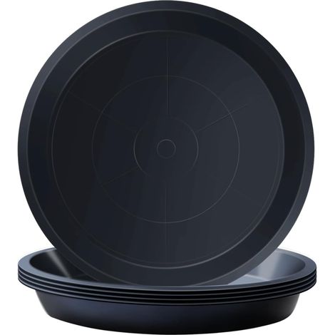 Lot de 5 soucoupes rondes en plastique pour jardin, intérieur et extérieur jusqu'à 9 cm (noir, extérieur 11 cm) (1/5)