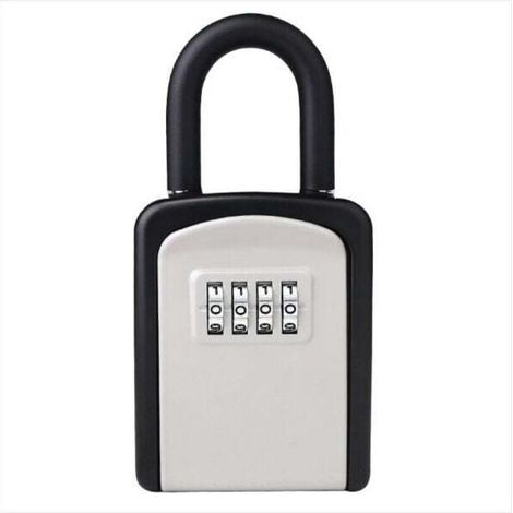 Key Box with Hook, Key Lock Box, Weatherproof Outdoor Secure Key Box, Combination Key Storage Box - Grey (1/4)