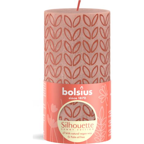 Geen Merk Bolsius Stompkaars Silhouette Misty Pink Met Print 130x68 Mm