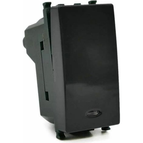 Invertitore bipolare con spia luminosa nero compatibile con vimar plana interruttore pulsante 2p 16ax 250vac (1/3)