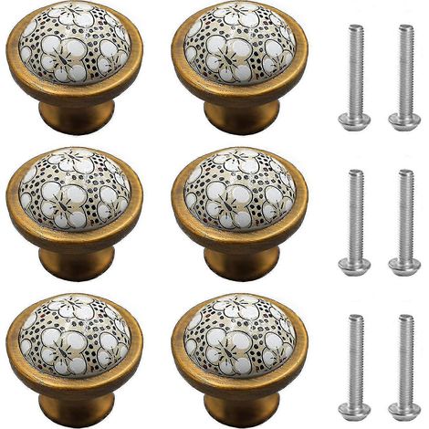 6 Stück Keramik-Schrankknöpfe, Keramik-Pflaumenblüten-Design, Kleiderschrankgriff, Schrankknöpfe, Schubladenknöpfe, Möbeldekoration, 35 mm Tür- und Schubladengriff, Weinrot (1/5)