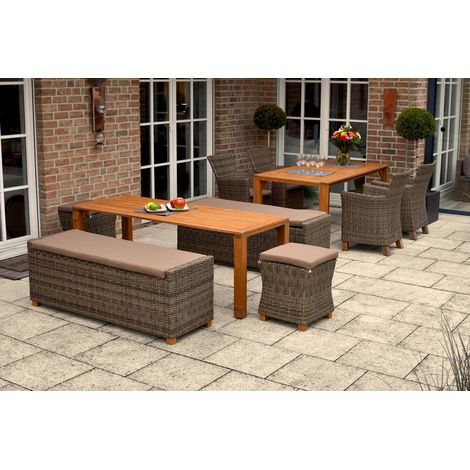 Toskana Set 9tlg 4 Sessel 2 Bänke 2 Hocker Ausziehtisch