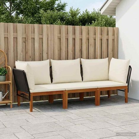 vidaXL 3 pc Bois d'acacia massif et corde Naturel (1/5)