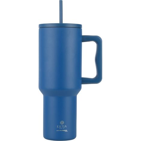 Denimblauer Thermobecher mit Strohhalm, 1200 ml (1/3)