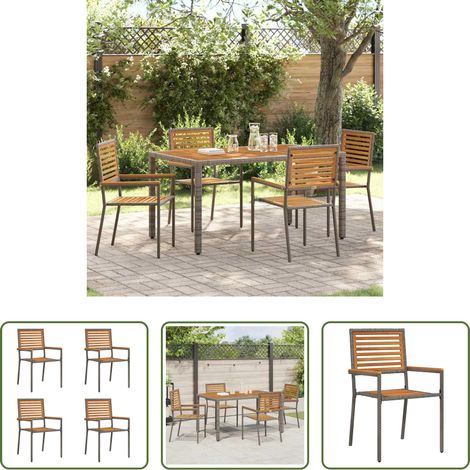 Gartenmöbel - Garten Stapelstühle 4 pcs Braun und Grau (1/5)