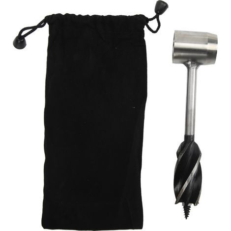 Jeu de clés à tarière manuelle en acier inoxydable, multifonctionnel, Portable, foret à bois manuel avec sac de rangement, tissu noir (1/5)