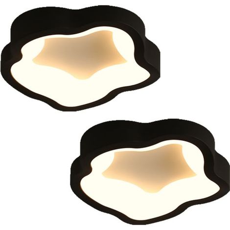 Plafonnier LED Moderne Noir 14W Blanc Chaud Luminaire Fleur Design Épuré pour Couloir Salle de Bain Entrée Éclairage Intérieur Contemporain