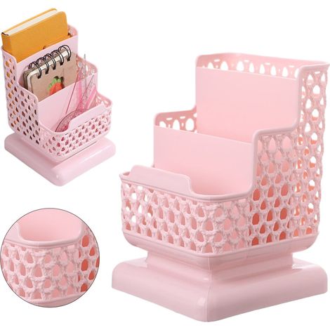 Dreifacher Stiftehalter, Schreibtisch-Organizer, ideal für Whiteboard-Marker, Whiteboard-Schwämme usw., kleiner Aufbewahrungskorb, geeignet für Kühlschränke, Whiteboards, Schränke usw. – Rosa