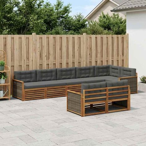 vidaXL Outdoor-Sofagarnitur mit Kissen 8 pcs Natur und Anthrazit (1/5)