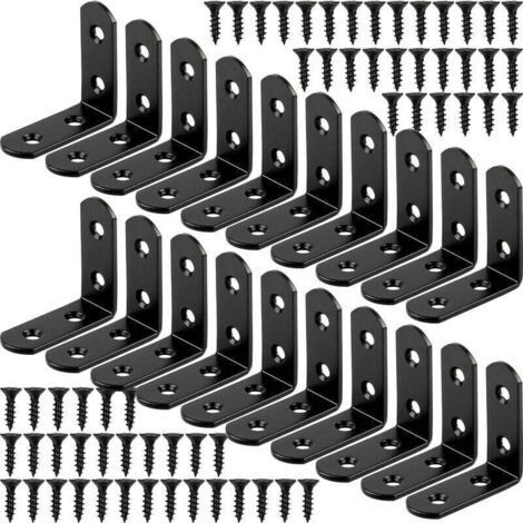 Angular wood handle with 20 pieces, L-shaped wood, 90-grade angular wood, metallic wood in stainless steel, 40x40 mm (1/4)