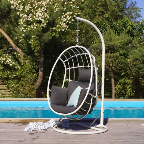 Fauteuil suspendu design en aluminium blanc OSLO (1/3)