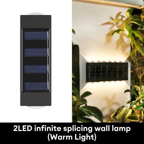 (2 LED à lumière chaude) Applique solaire murale extérieure étanche, éclairage LED vers le haut et vers le bas, compatible avec jardin, cour, allée, balcon. Décoration (1/5)