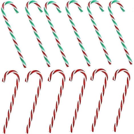 Canne de Noël en sucre d'orge (12 pièces) - Décoration pour sapin de Noël - Cadeaux de Noël pour enfants (1/2)