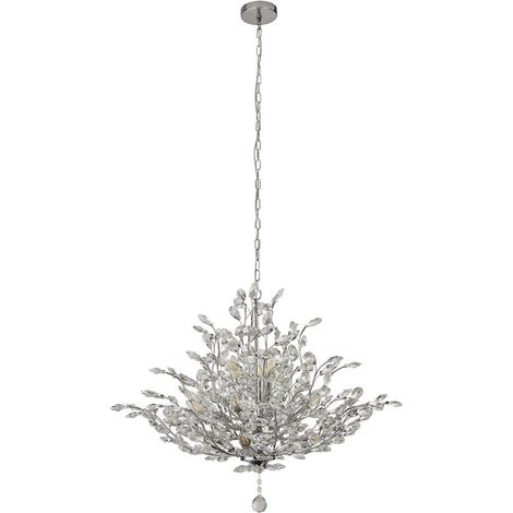 Searchlight Bouquet Suspension chromée à 11 ampoules, verre cristal (1/2)