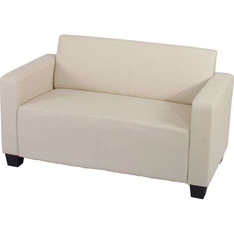 Modular 2er Sofa Couch Moncalieri Loungesofa Kunstleder 136cm creme (1/5)
