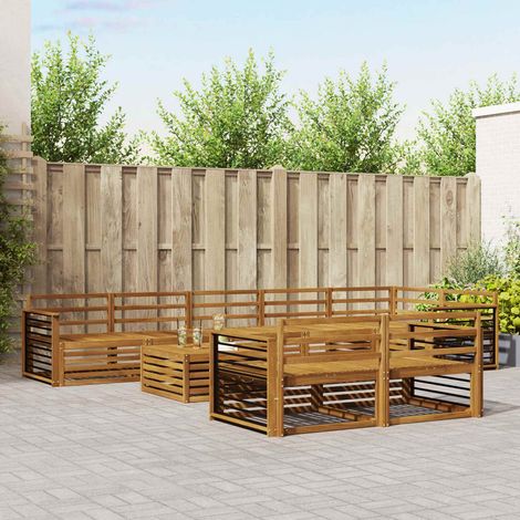 vidaXL Set di divani da esterno 9 pz Naturale Legno di Acacia Massello (1/5)