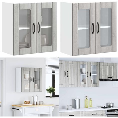 vidaXL Küchen-Hängeschrank mit Glastür Lucca Grau Sonoma Holzwerkstoff (1/5)