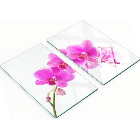 Tablas de cortar decorativas de vidrio templado, color rosa orquídea, 2x30x52 cm. (1/5)