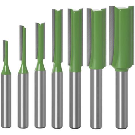 6mm Fraise défonceuse droite, 7 pièces Mèches de routeur droites Fraise à tranchants droits Jeu de mors droits Outils de travail du bois de fraise