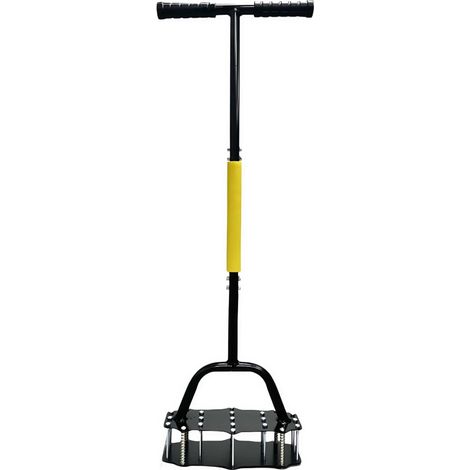 Aireador de césped manual, aireador de suelo con resorte y retorno automático, 18 púas de acero, acero al carbono robusto, mango ergonómico en forma de T para césped, patio y jardín. (1/5)