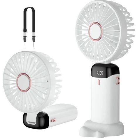 Filiyano – support – Mini ventilateur portable, rechargeable par USB. Petit ventilateur de poche avec support. Ventilateur de table pliable - blanc. (1/5)