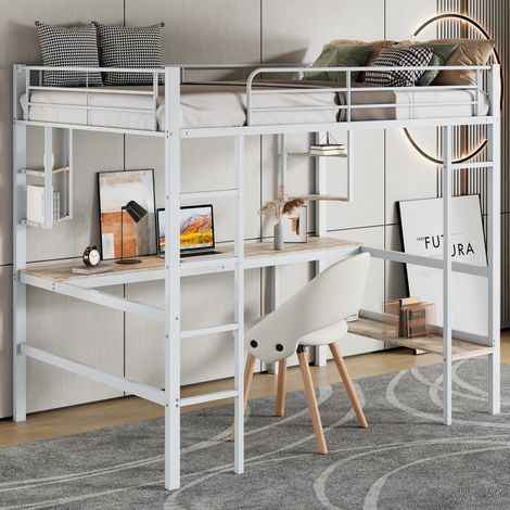 struttura letto 90x200 con scrivania e libreria OKMYHOME (1/5)
