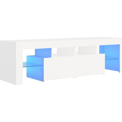 FIMEI Meuble TV avec lumières LED Blanc 140x35x40 cm (1/5)