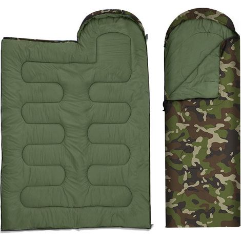 Sac de couchage momie léger avec couette 2 en 1 et housse camouflage militaire, LAS (1/5)
