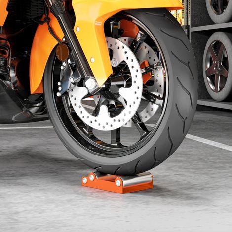 Soporte de limpieza de moto con rodillos, rampa incluida, naranja OKMYHOME (1/5)
