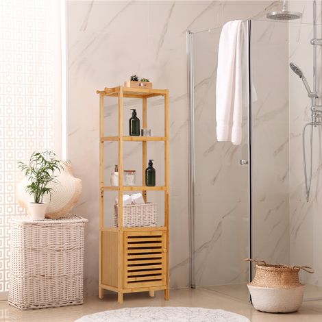 Tall Slim Bathroom Cabinet Freestanding Storage Organiser with 3 Shelves (1/5)