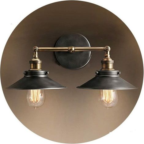 Lampada da parete doppia vintage in metallo e27 60w 63x29cm EDM (1/2)