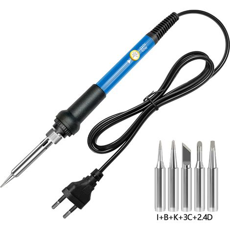 Saldatore a stagno, kit saldatore 60W, saldatore a temperatura regolabile 200480℃, 5 punte per saldatore, stagno per saldatura per riparazioni