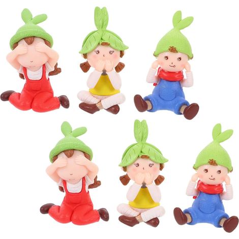 Lot de 6 Mini Poupées Fille Mignonnes en Plastique Légères et Compactes pour Décoration de Voiture et Bureau, Accessoires Charmants et Adorables (1/5)