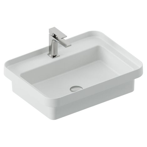 Lavabo Fuori Scala appoggio/incasso cm. 60x45 in ceramica bianco