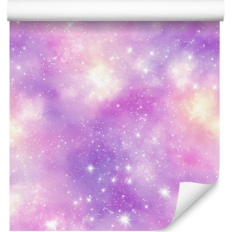 Carta da parati acquerello galassia lavanda e rosa cipria 50x1000 cm (1/5)