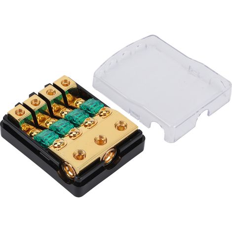 1 Eingang, 4 Ausgänge, 0/4 AWG bis 4/8 AWG Stromsicherungshalter aus Kupfer für Autos, LKWs und Boote (1/5)