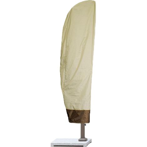 Funda impermeable para sombrilla de tela Oxford con cremallera y cordón ajustable (tipo lazo, color beige). (1/5)