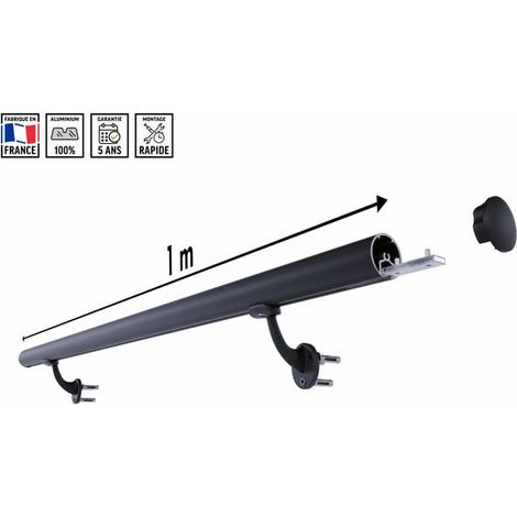 Kit Main Courante / Rampe d'Escalier Aluminium Noir 1m Made in France ORIAL (1/5)