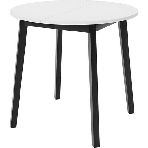 Mesa Edmond 112, Blanco + Negro, 77x0x0cm, Alargamiento, Aglomerado laminado, Madera