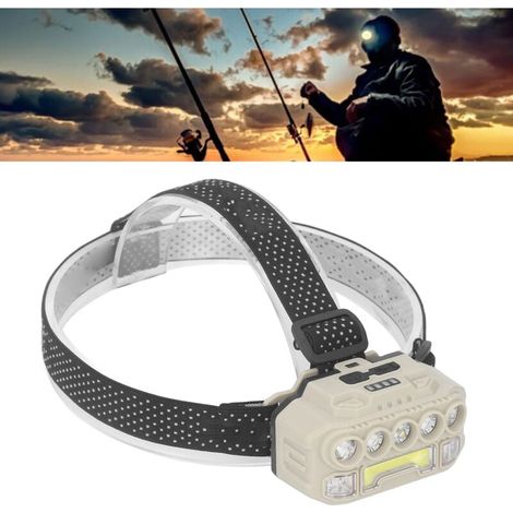 Lampe frontale COB LED Lampe frontale de camping pour l'extérieur avec bandeau réglable Lampe frontale légère Indicateur de batterie Gesture Sensing 1200MAH,DUBUNS (1/4)
