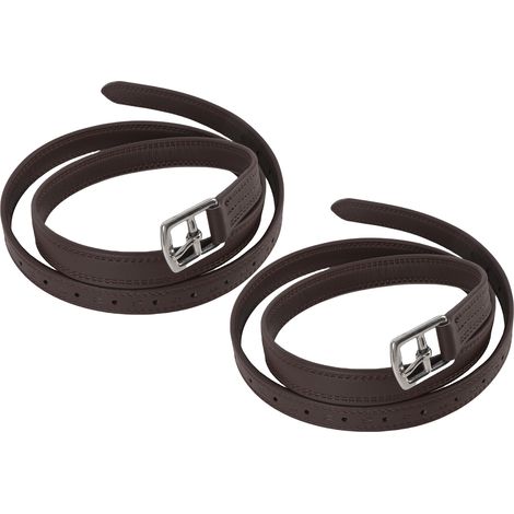 Lot de 2 sangles d'étriers en microfibre avec boucles en acier inoxydable, marron foncé, pour l'équitation (1/5)