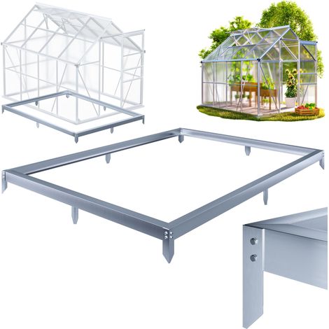 Gardebruk – Serre de jardin en aluminium et polycarbonate 250x190cm – Fondation en acier galvanisé pour stabilité – Fixation au sol incluse (1/5)