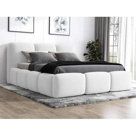 MEUBLER DESIGN Lit Honor En Similicuir Avec Coffre De Rangement Et Tête De Lit Matelassée - Polyuréthane Blanc - 160x200, Style ,  x  x  cm (1/5)