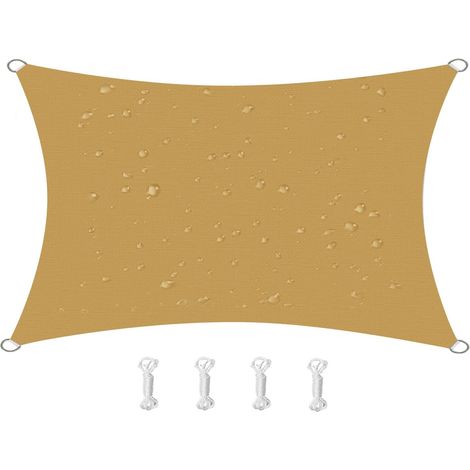 Toldo rectangular, impermeable, resistente al viento y a los rayos UV, para patio, jardín o terraza, 3x4 m, color amarillo arena. (1/5)