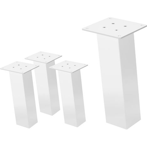 ML-Design Set di 4 Gambe per Tavolo Inclinate A: 30 cm Bianco Lucido in Acciaio Verniciato a Polvere Forma a I Profilo 8x8 cm con Inclinazione di 96° Piedini in Metallo per Panchine Tavolini