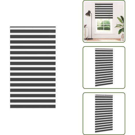 Zebrarollo Schwarz 125x230 cm Stoffbreite 120,9 cm Polyester - Zebra-Jalousie - Zebra-Jalousien - Zebra-Rollo - Doppelrollo (1/5)
