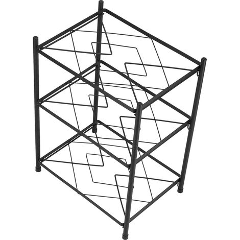Étagère de rangement pour casseroles noire, 3 niveaux, design créatif, support à pots carré, modèle solide, organisation de cuisine. (1/5)