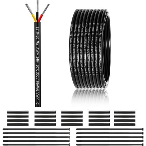 Câble électrique 3 fils 18 AWG 3 x 0,75 mm² - 30 m - 0,75 mm² (1/5)