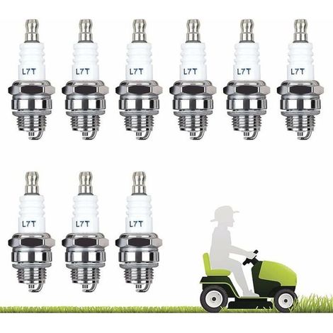 Lot de 10 Bougie D'allumage L7T Bougie Tronconneuse Débroussailleuse Tondeuse pour Moteur à Deux Temps Taille Haie (1/5)